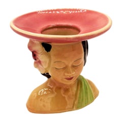 MCM Shawnee Pottery 896 Hawaiian Hula Girl Polynesian Pink Plant Bust Vase