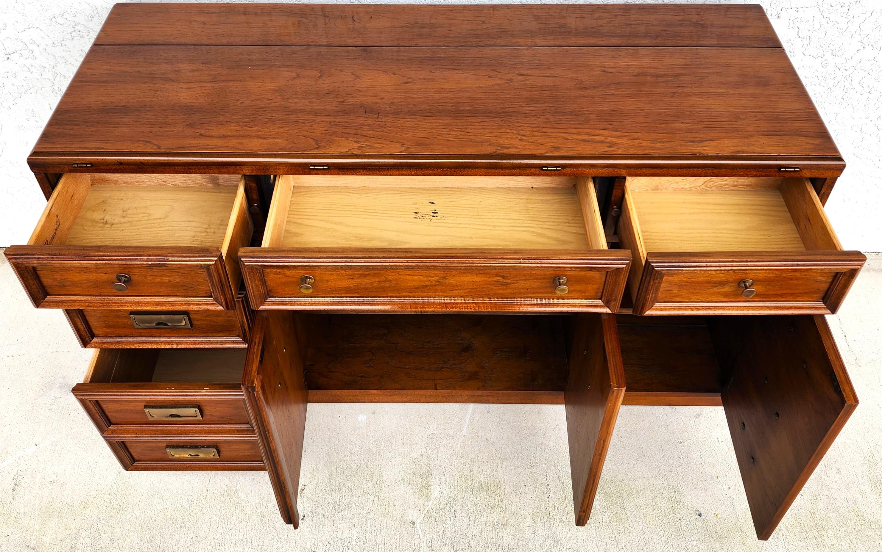 Late 20th Century MCM Sideboard Bar Buffet Flip Top Rolling  by THOMASVILLE For Sale