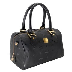 MCM Signature Monogram Medium Leather Cogna Boston Shoulder Bag MC-0619N-0003