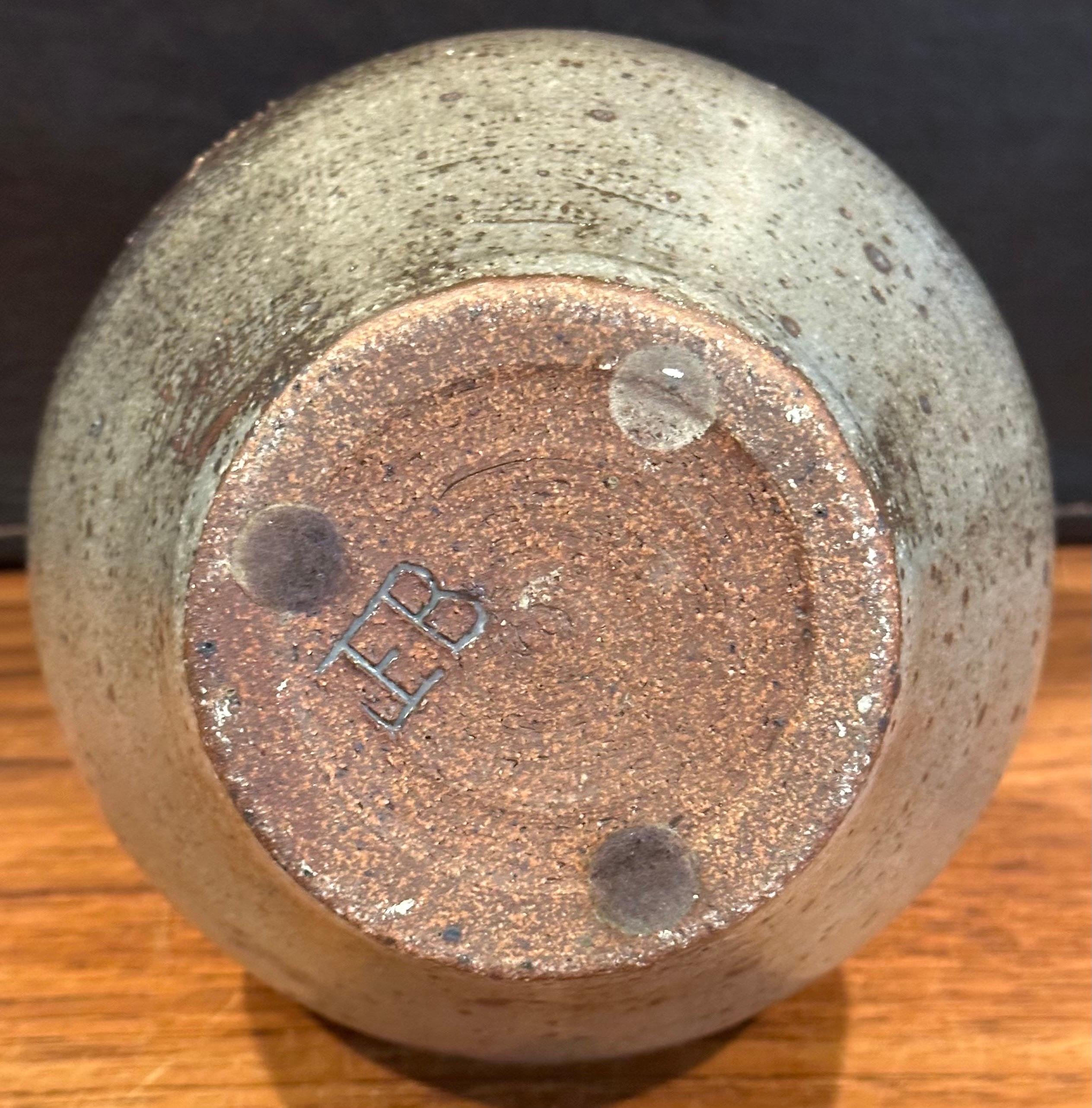 MCM Signed California Studio Pottery Stoneware Vase with Sunbursts For Sale 9