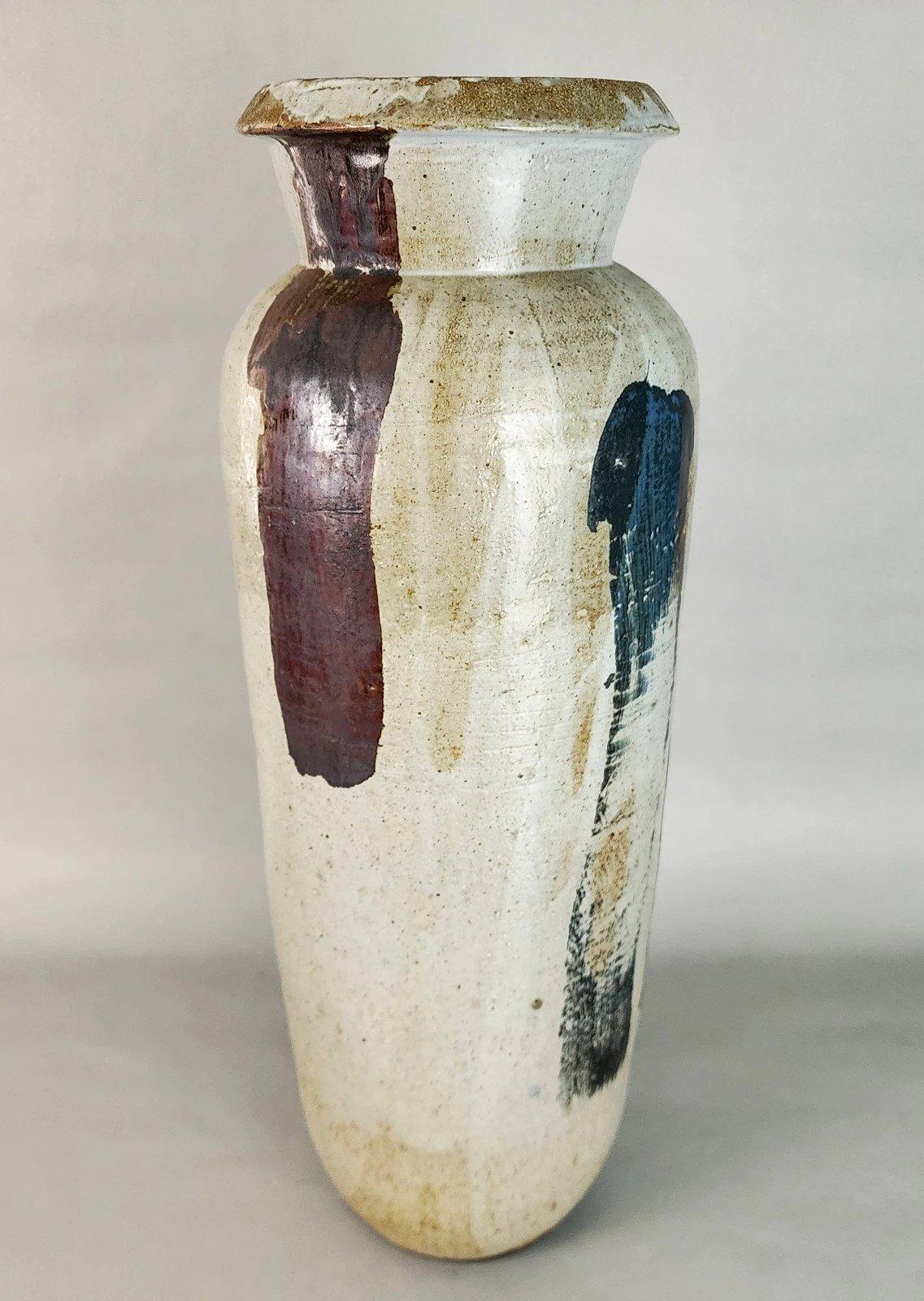 MCM Signed Ceramic Studio Pottery Vase Large 23