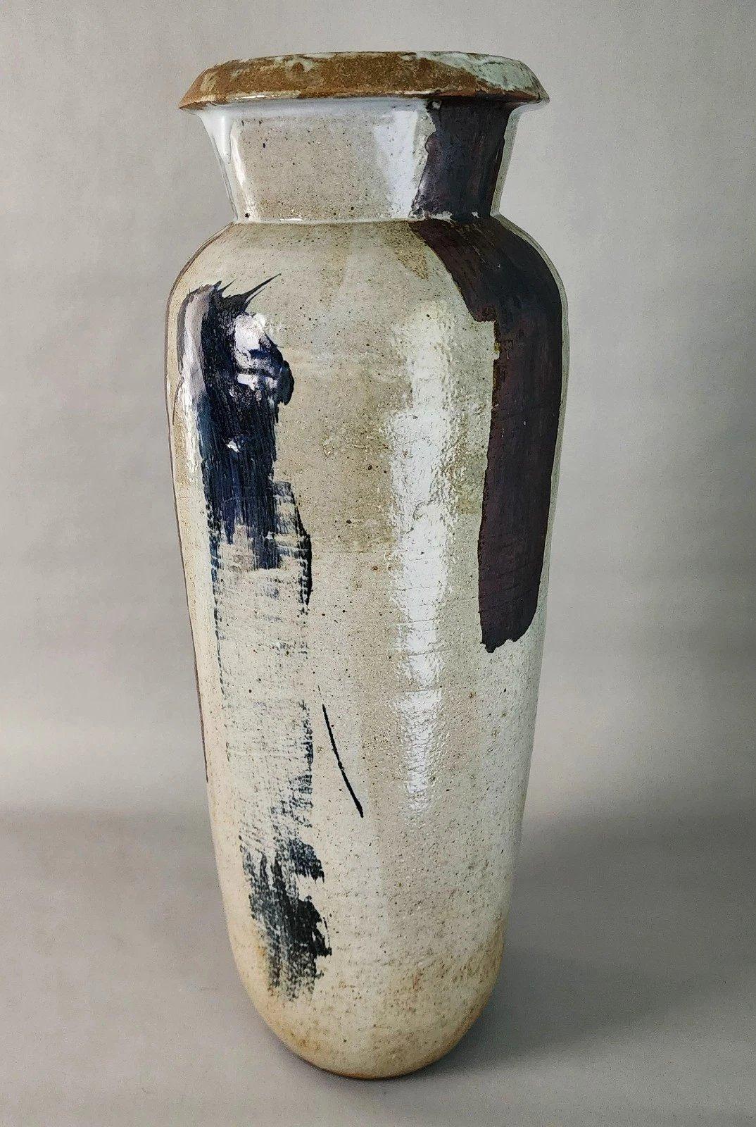 MCM Signed Ceramic Studio Pottery Vase Large 23
