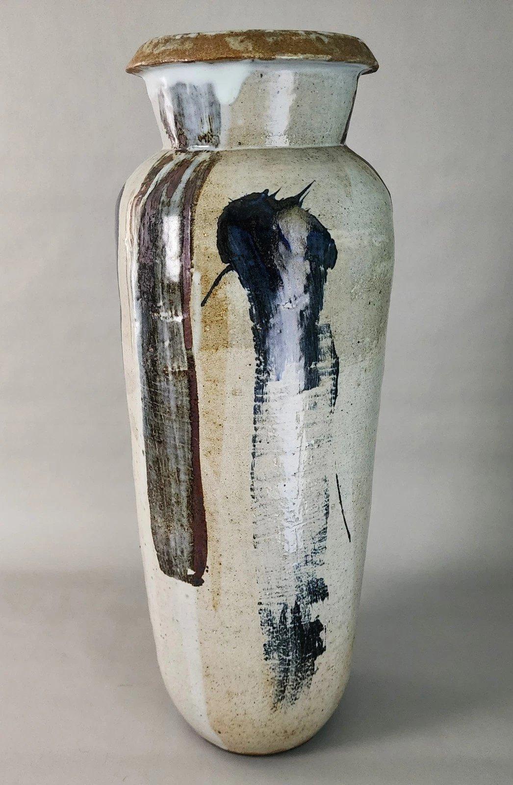 MCM Signed Ceramic Studio Pottery Vase Large 23