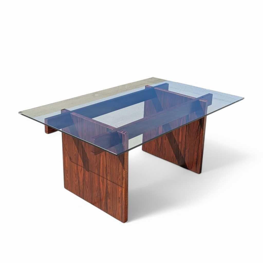 Tavolo da pranzo con piano in vetro in palissandro di MCM Sigurd Hansen, Danimarca, 1960 ca. in vendita 5