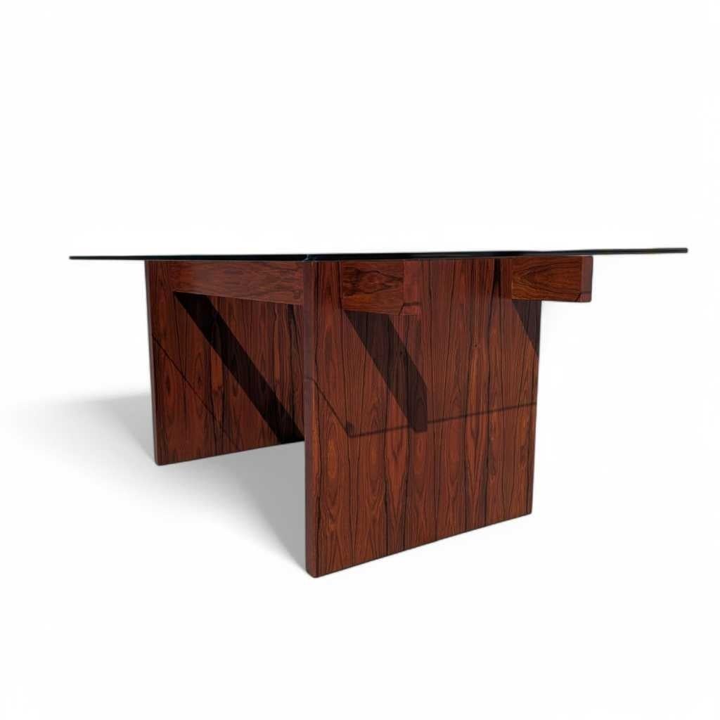 Tavolo da pranzo con piano in vetro in palissandro di MCM Sigurd Hansen, Danimarca, 1960 ca. in vendita 12