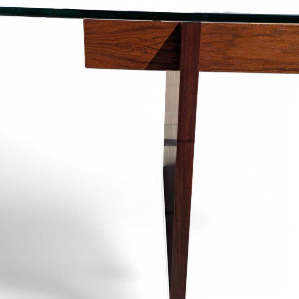 XX secolo Tavolo da pranzo con piano in vetro in palissandro di MCM Sigurd Hansen, Danimarca, 1960 ca. in vendita