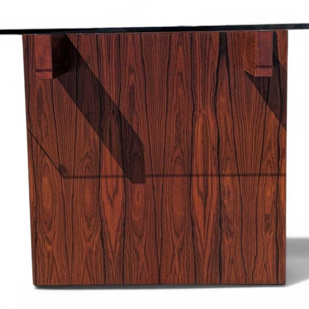 Vetro Tavolo da pranzo con piano in vetro in palissandro di MCM Sigurd Hansen, Danimarca, 1960 ca. in vendita