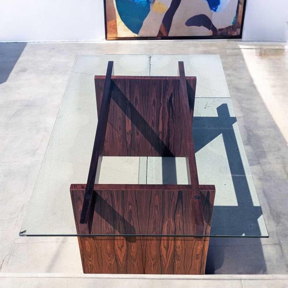Tavolo da pranzo con piano in vetro in palissandro di MCM Sigurd Hansen, Danimarca, 1960 ca. in vendita 1