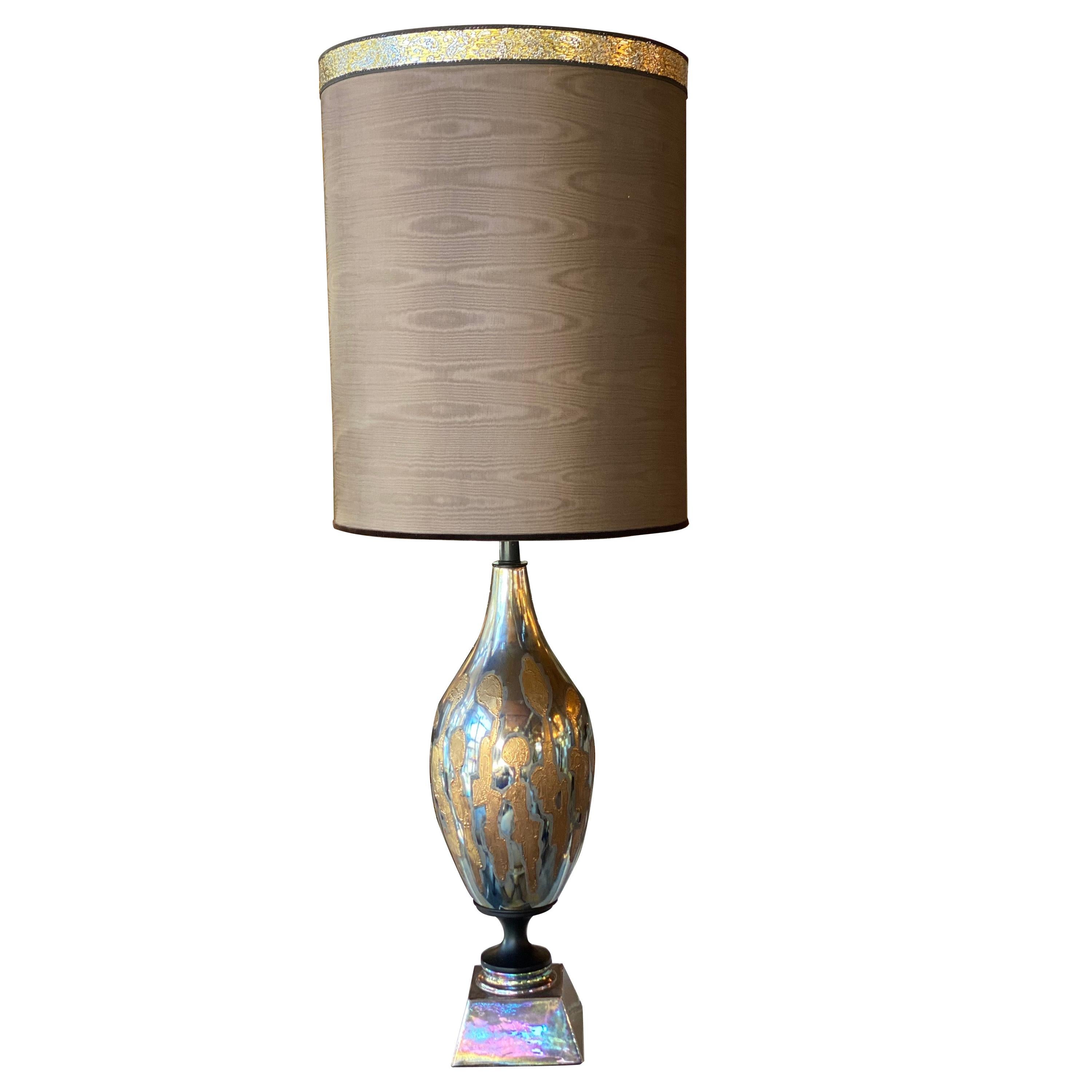 MCM Silver and Gold Lamp with Figures Shade