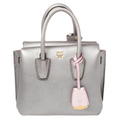 MCM Silver Leather Mini Milla Tote