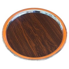 MCM Silverplate & Rosewood Formica Serving Tray by Sheffield Silver Co