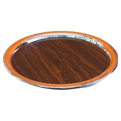 MCM Silverplate & Rosewood Formica Serving Tray by Sheffield Silver Co