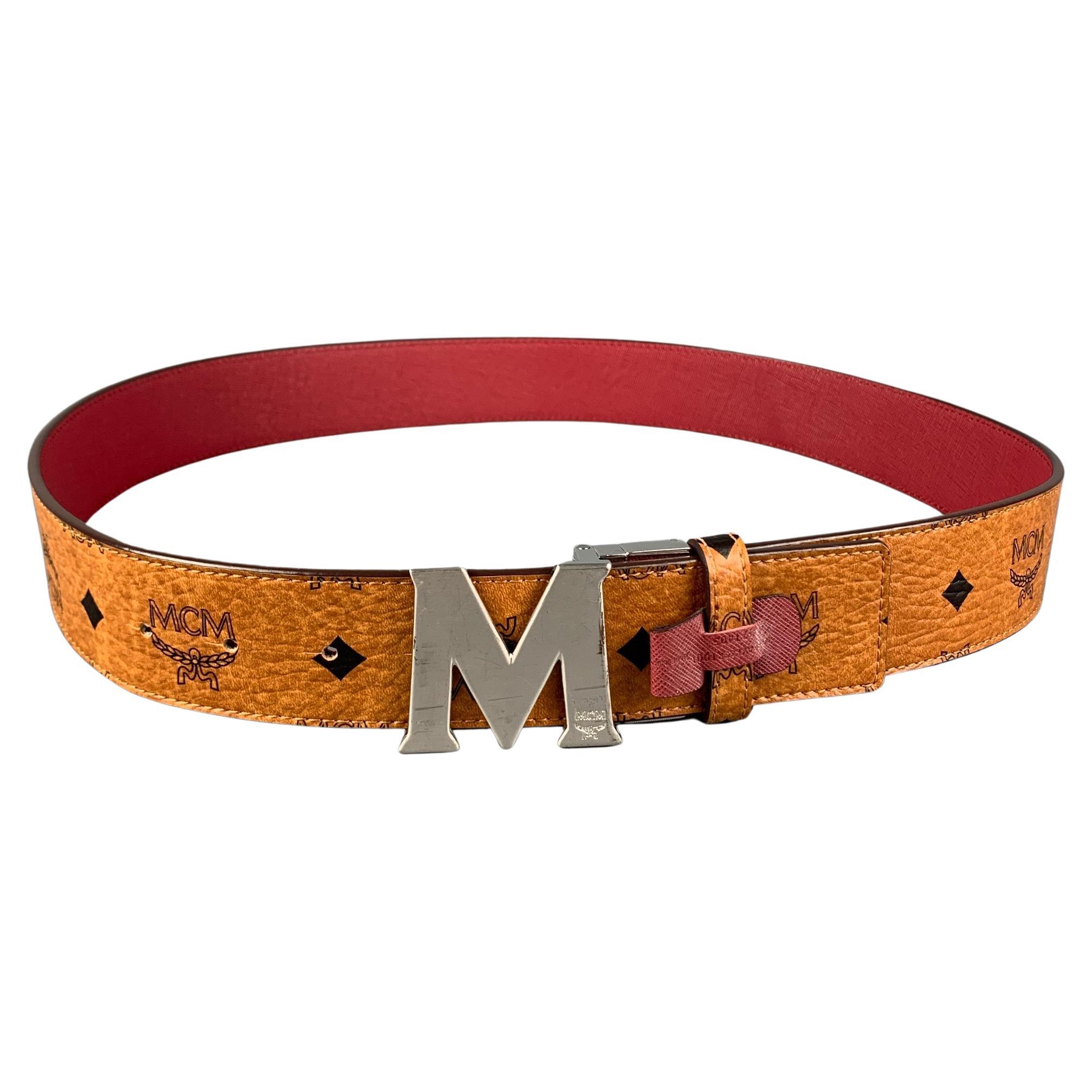 Burgundy mcm belt cheap