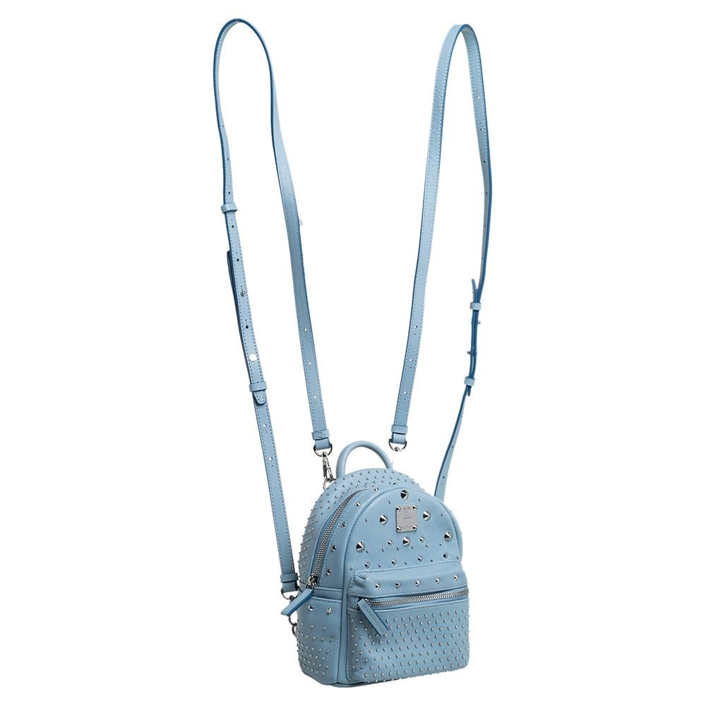 mcm mini backpack blue