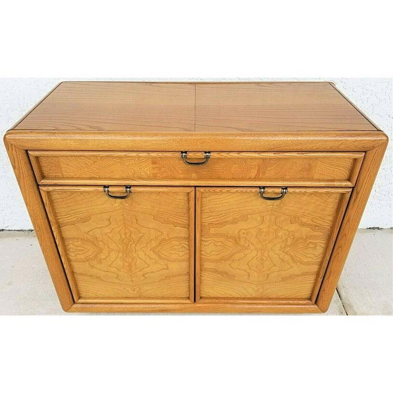 For FULL item description be sure to click on CONTINUE READING at the bottom of this listing.

Vintage MCM Campaign Slide Top Rolling Bar Cart Buffet by Broyhill Premier

Approximate Measurements in Inches
58