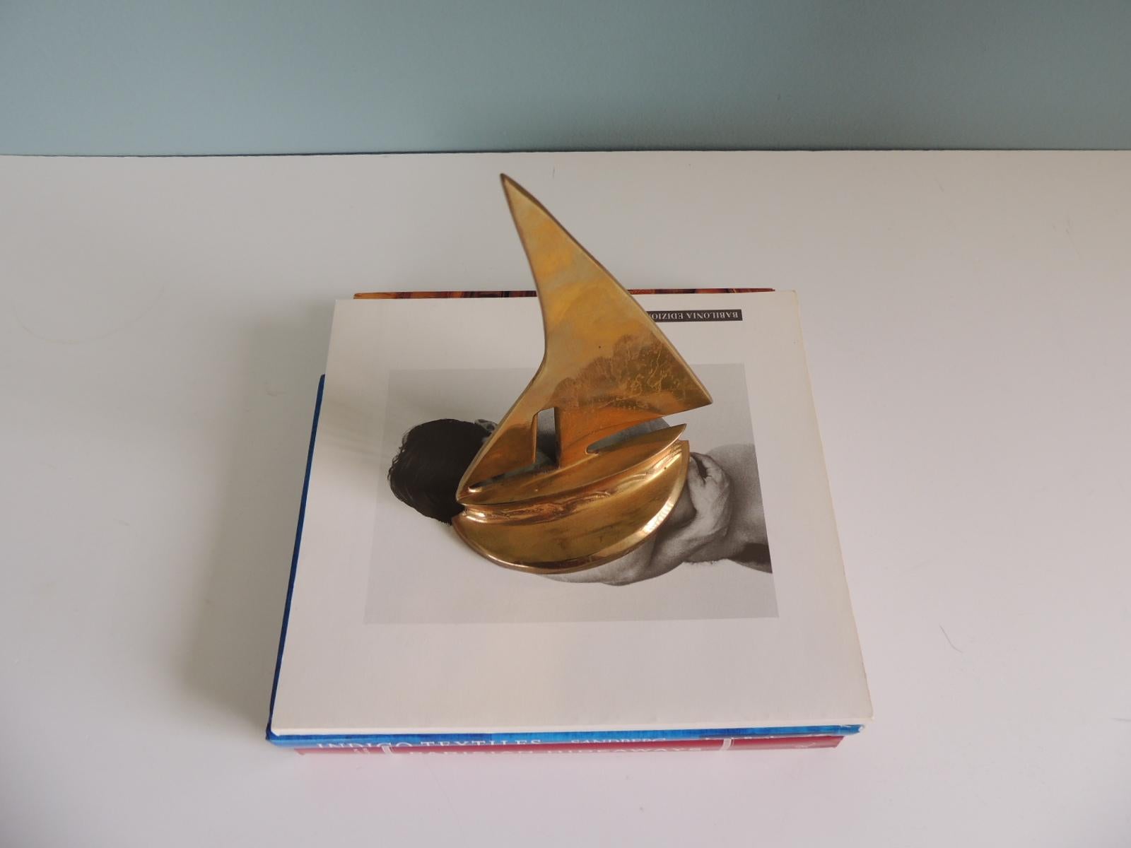 MCM Small Brass Sailing Boat Bookend or Paperweight 1