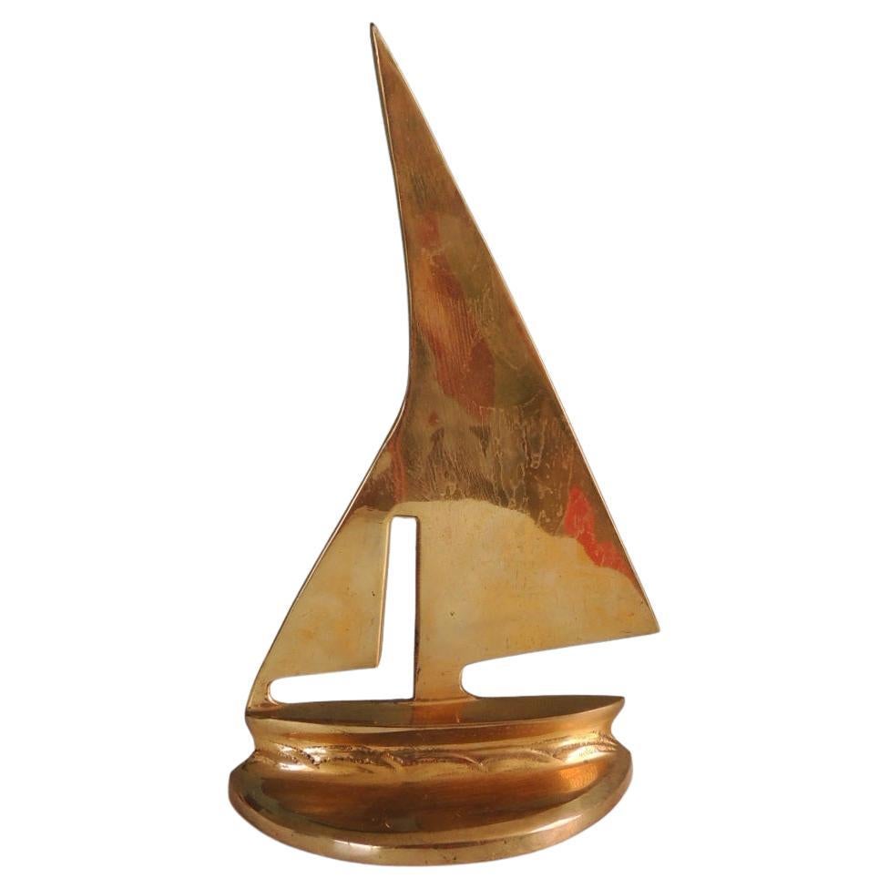 MCM Small Brass Sailing Boat Bookend or Paperweight