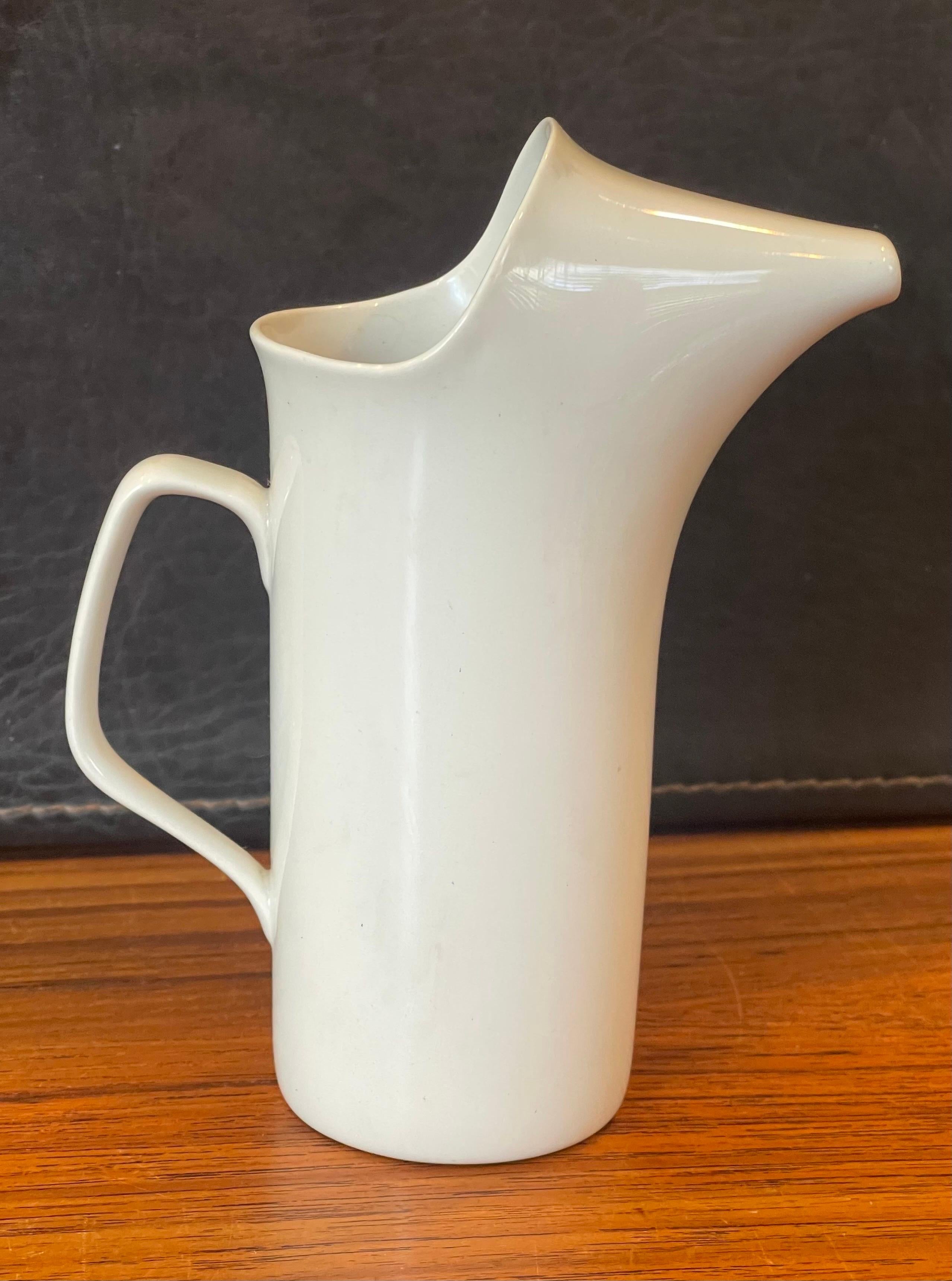 20th Century MCM Small Ironstone Porcelain Pitcher by Lagardo Tackett for Schmid For Sale