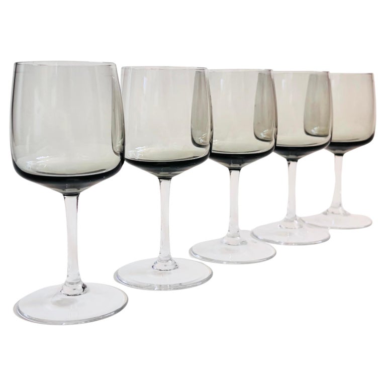 MCM Smoke Glass Wine Glasses by Peill and Putzler, Germany - Set of 5 - 5  oz For Sale at 1stDibs