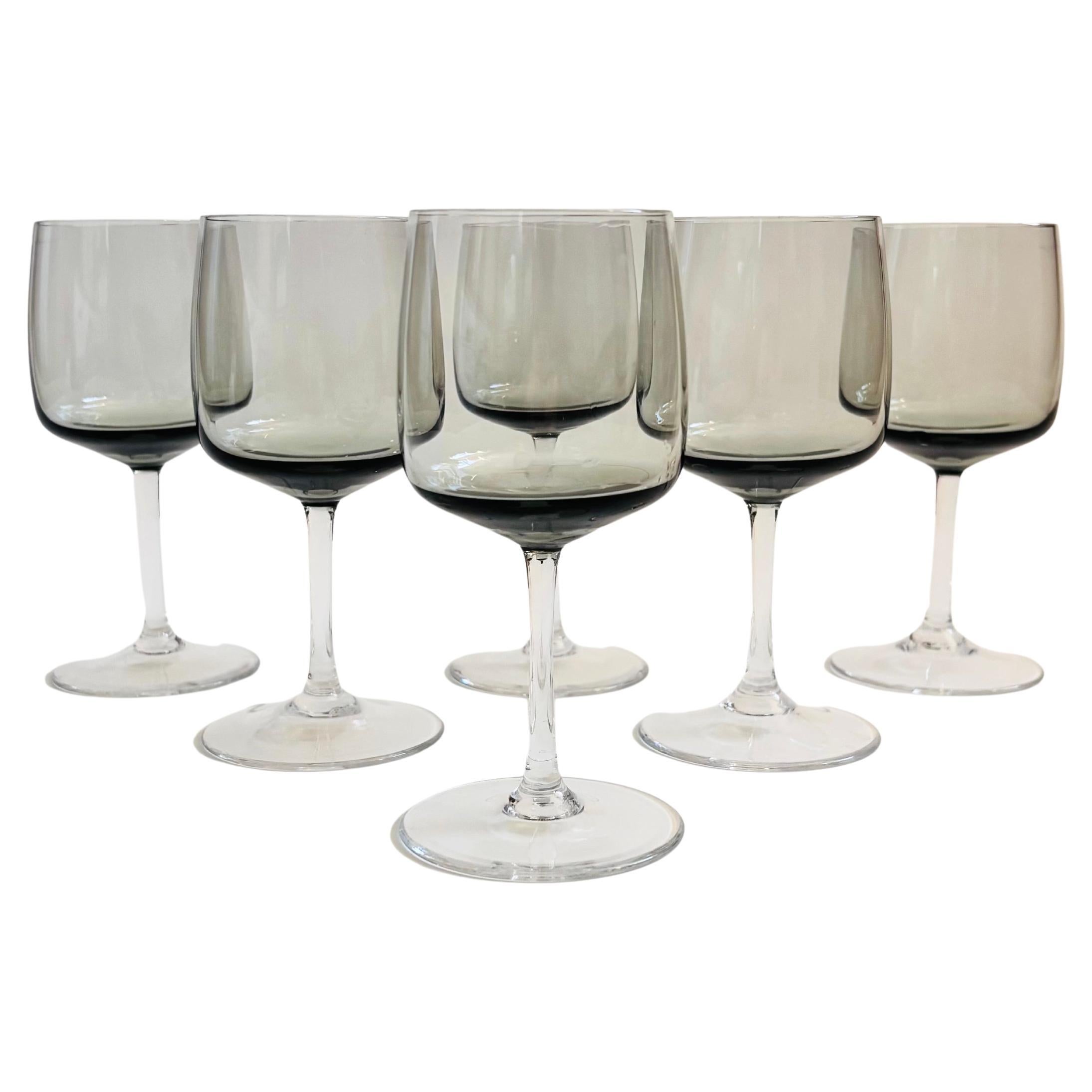 MCM Smoke Glass Wine Glasses by Peill & Putzler, Germany - Set of 6 - 5 oz