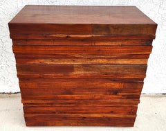 MCM Solid Exotic Wood Bachelor Chest & Nightstands Bedroom Suite
