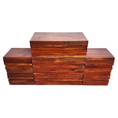 MCM Solid Exotic Wood Bachelor Chest & Nightstands Bedroom Suite