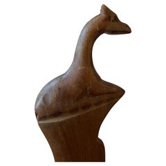 MCM Solid Teak Hand Carved Letter Opener with Giraffe Decor