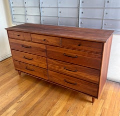 MCM Solid Walnut 9 Drawer Dresser by ACE-HI Prelude California Design