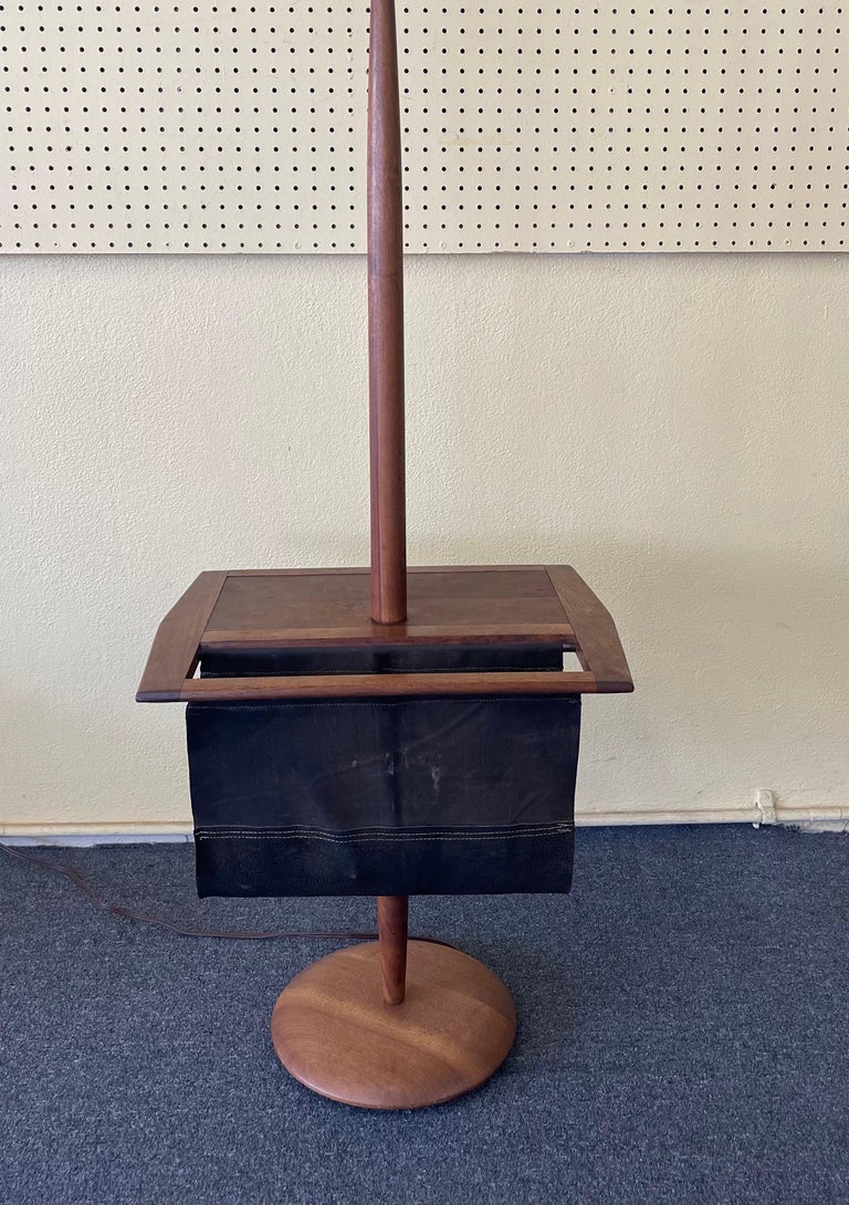 MCM Solid Walnut "Shaft" Table / Floor Lamp / Magazine Rack by Laurel
