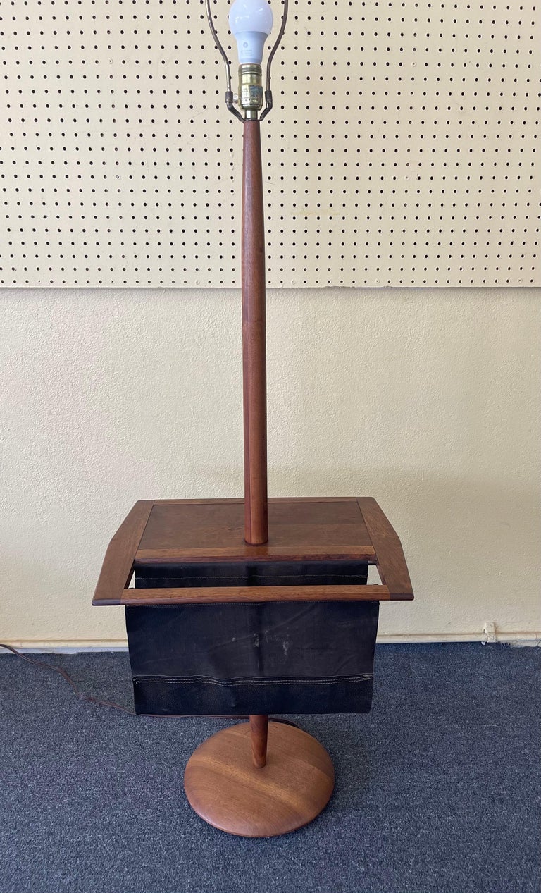 MCM Solid Walnut "Shaft" Table / Floor Lamp / Magazine Rack by Laurel