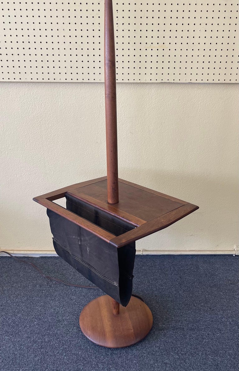 MCM Solid Walnut "Shaft" Table / Floor Lamp / Magazine Rack by Laurel