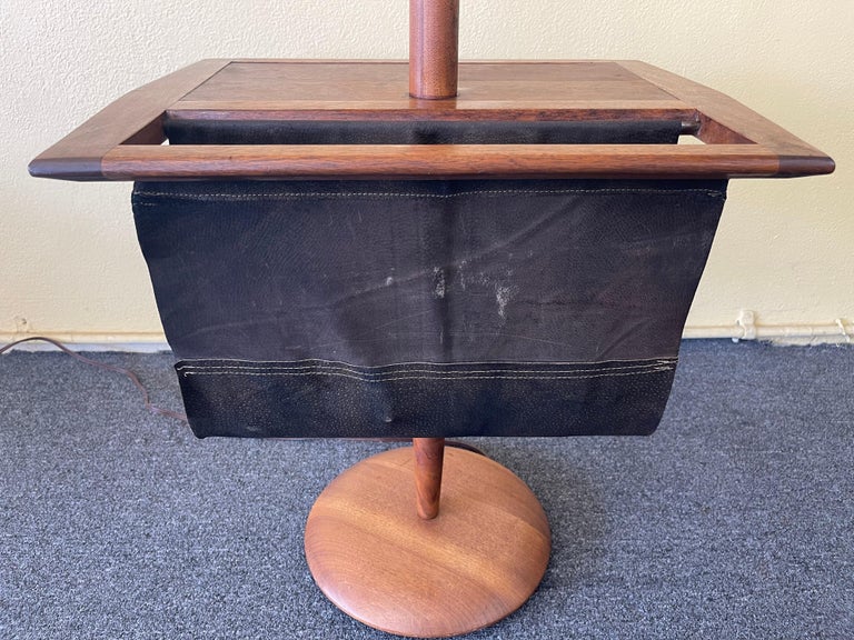 MCM Solid Walnut "Shaft" Table / Floor Lamp / Magazine Rack by Laurel