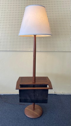 MCM Solid Walnut "Shaft" Table / Floor Lamp / Magazine Rack by Laurel Lamp Co.