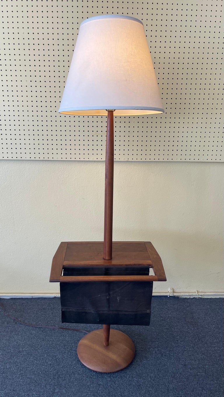 MCM Solid Walnut "Shaft" Table / Floor Lamp / Magazine Rack by Laurel