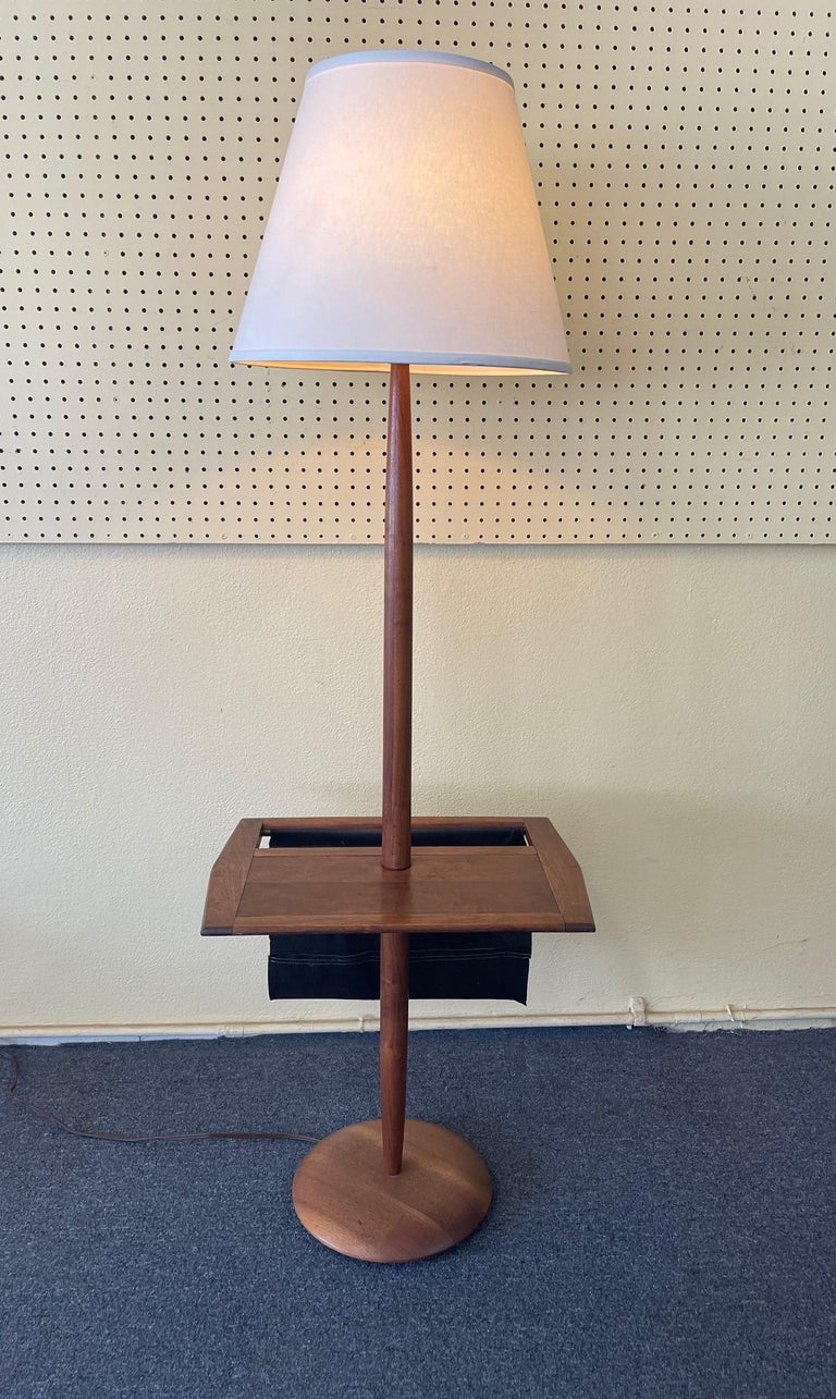 MCM Solid Walnut "Shaft" Table / Floor Lamp / Magazine Rack by Laurel