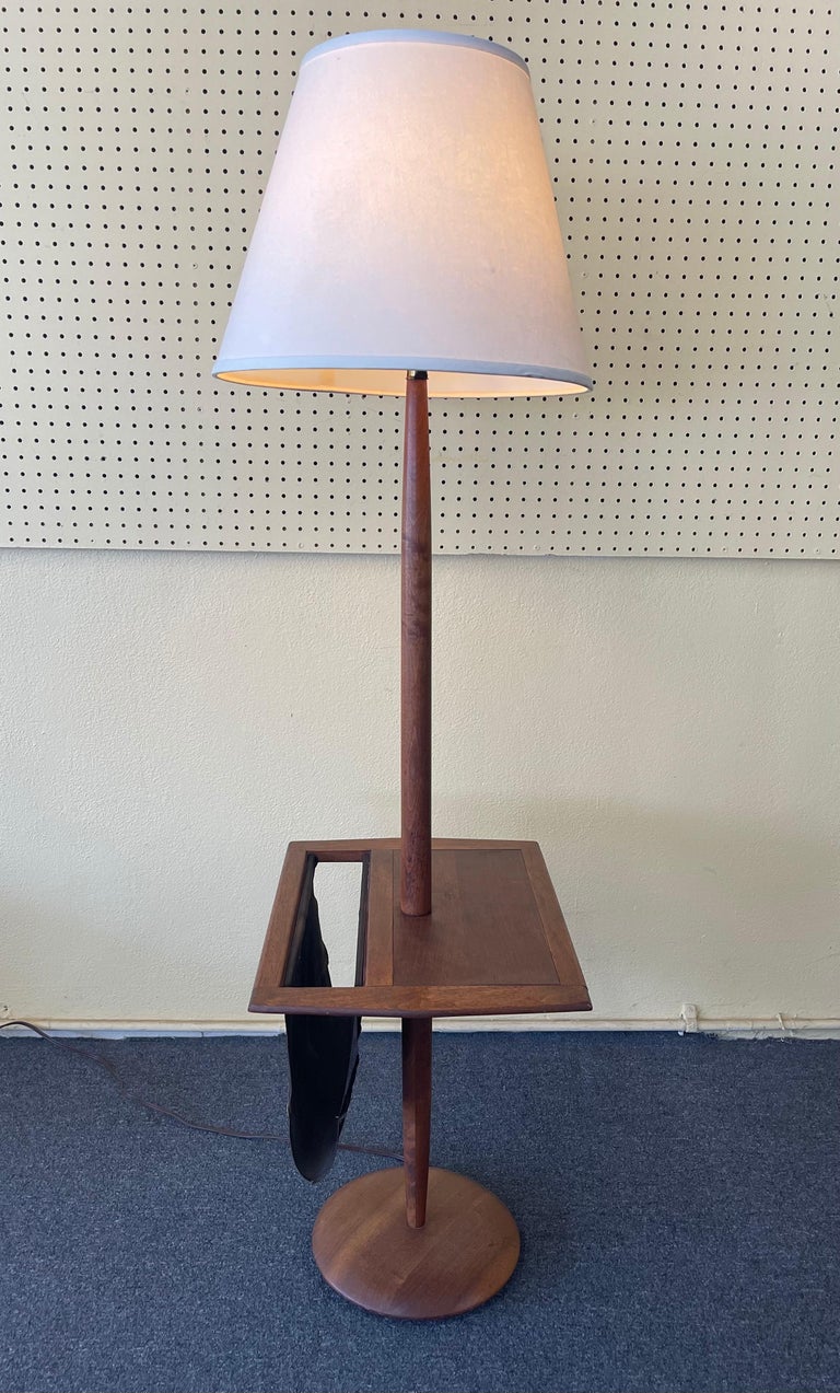 MCM Solid Walnut "Shaft" Table / Floor Lamp / Magazine Rack by Laurel