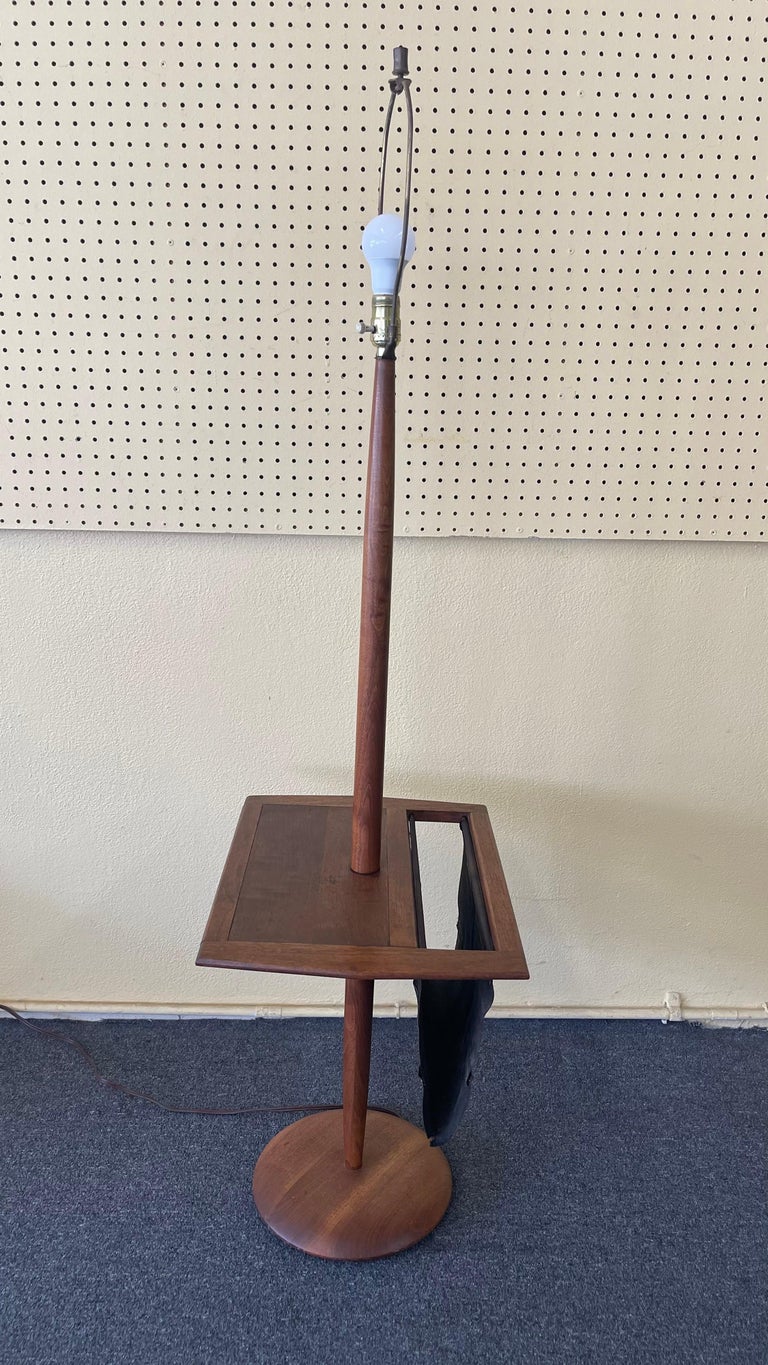 MCM Solid Walnut "Shaft" Table / Floor Lamp / Magazine Rack by Laurel