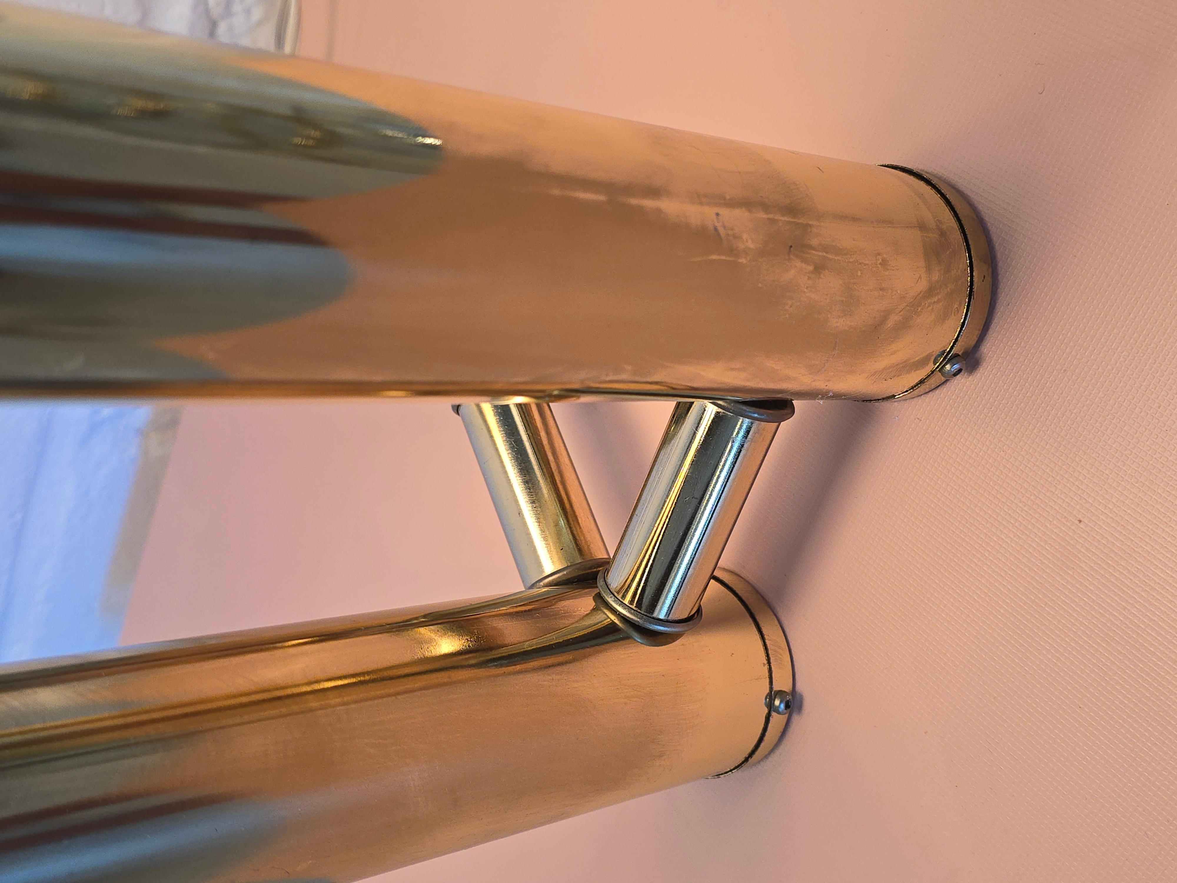 Late 20th Century MCM Space Age Three Tier Tubular Brass 1970s Table Lamp For Sale