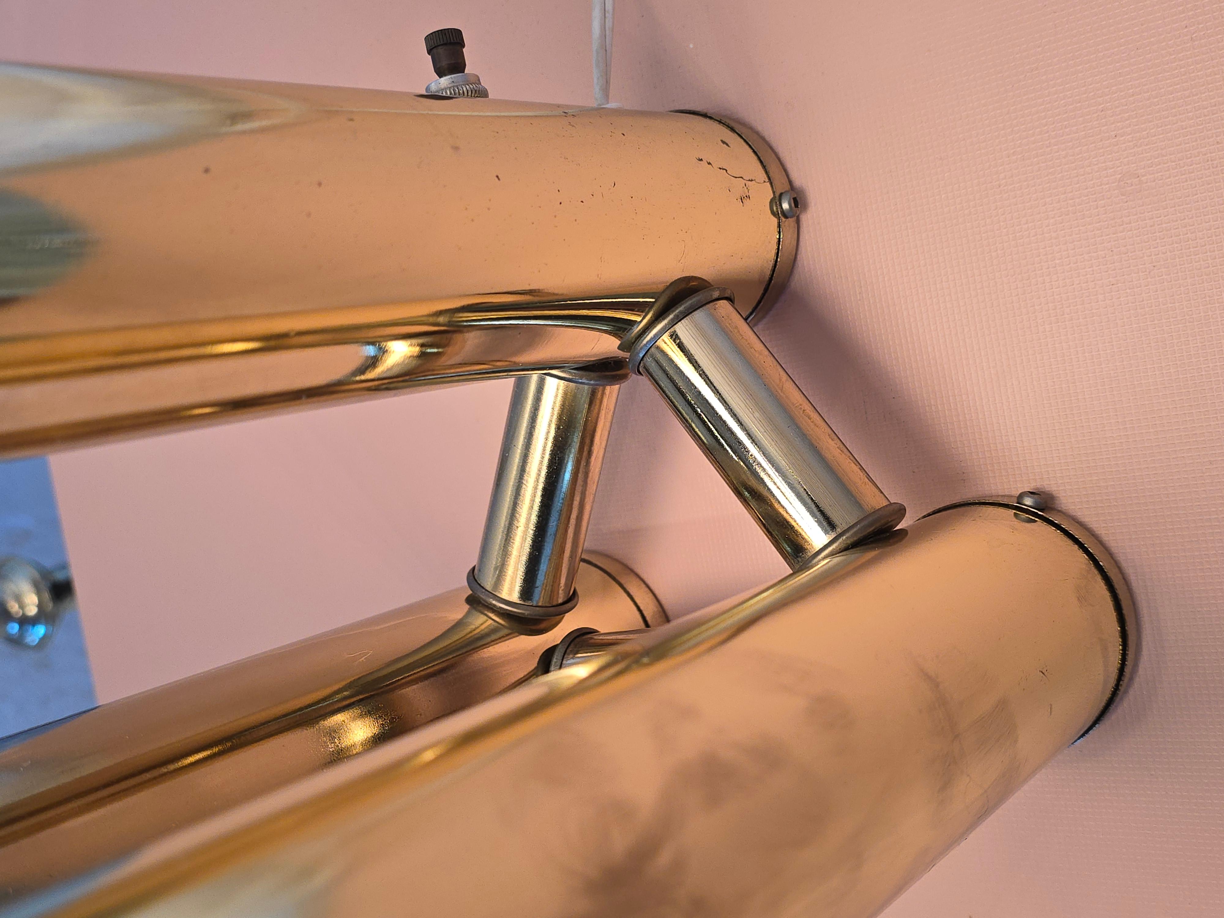 MCM Space Age Three Tier Tubular Brass 1970s Table Lamp For Sale 2