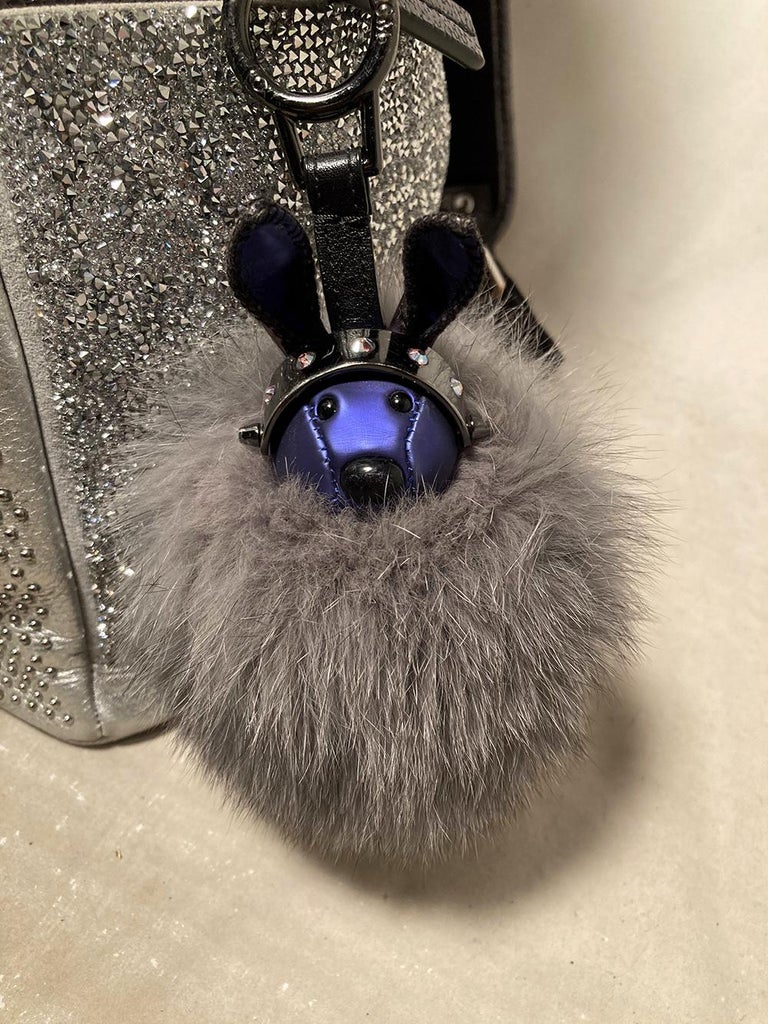 MCM Special Edition Silver Leather Swarovski Crystal Backpack with Rabbit Charm MCM Special Edition Silver Leather Swarovski Crystal  main image 2