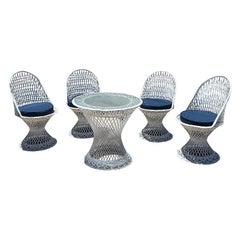 MCM Spun Fiberglass Four Chairs & Table Outdoor Patio Set by Russell Woodard