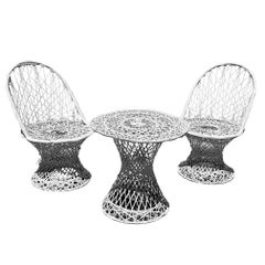 MCM Spun Fiberglass Two Chairs & Table Outdoor Patio Set by Russell Woodard