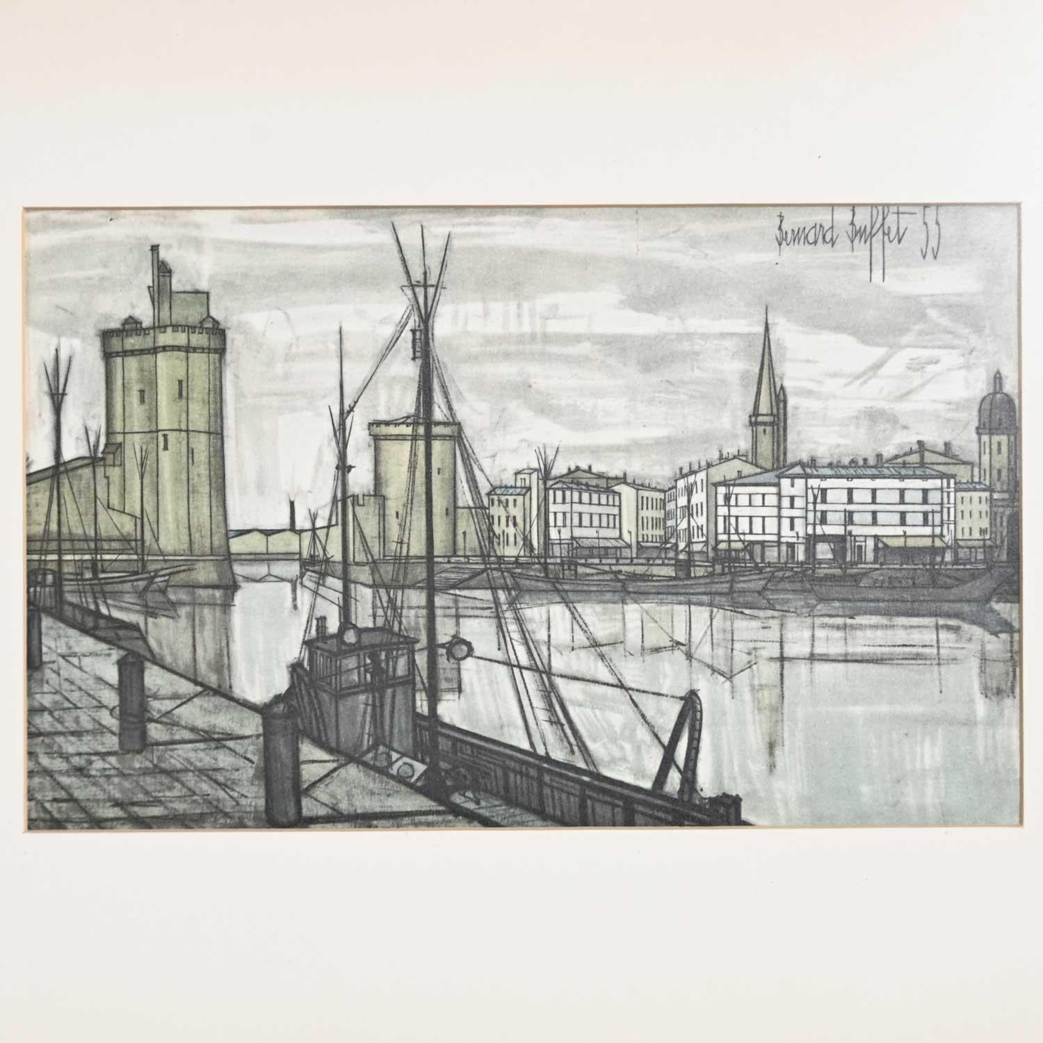 Lithographie du MCM St Martin Canal & France Port de La Rochelle Bernard Buffet en vente 4