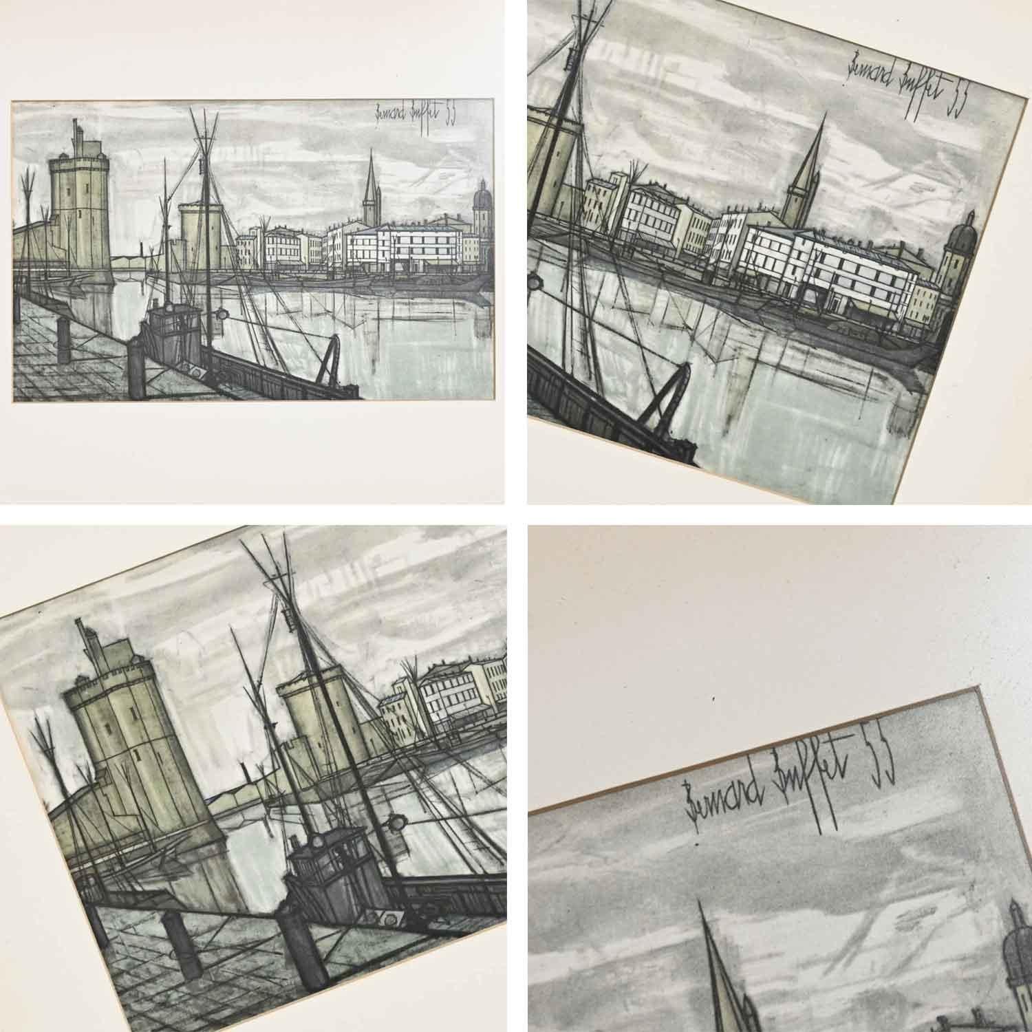 MCM St Martin Canal & France Port De La Rochelle Bernard Buffet Lithograph Print For Sale 8