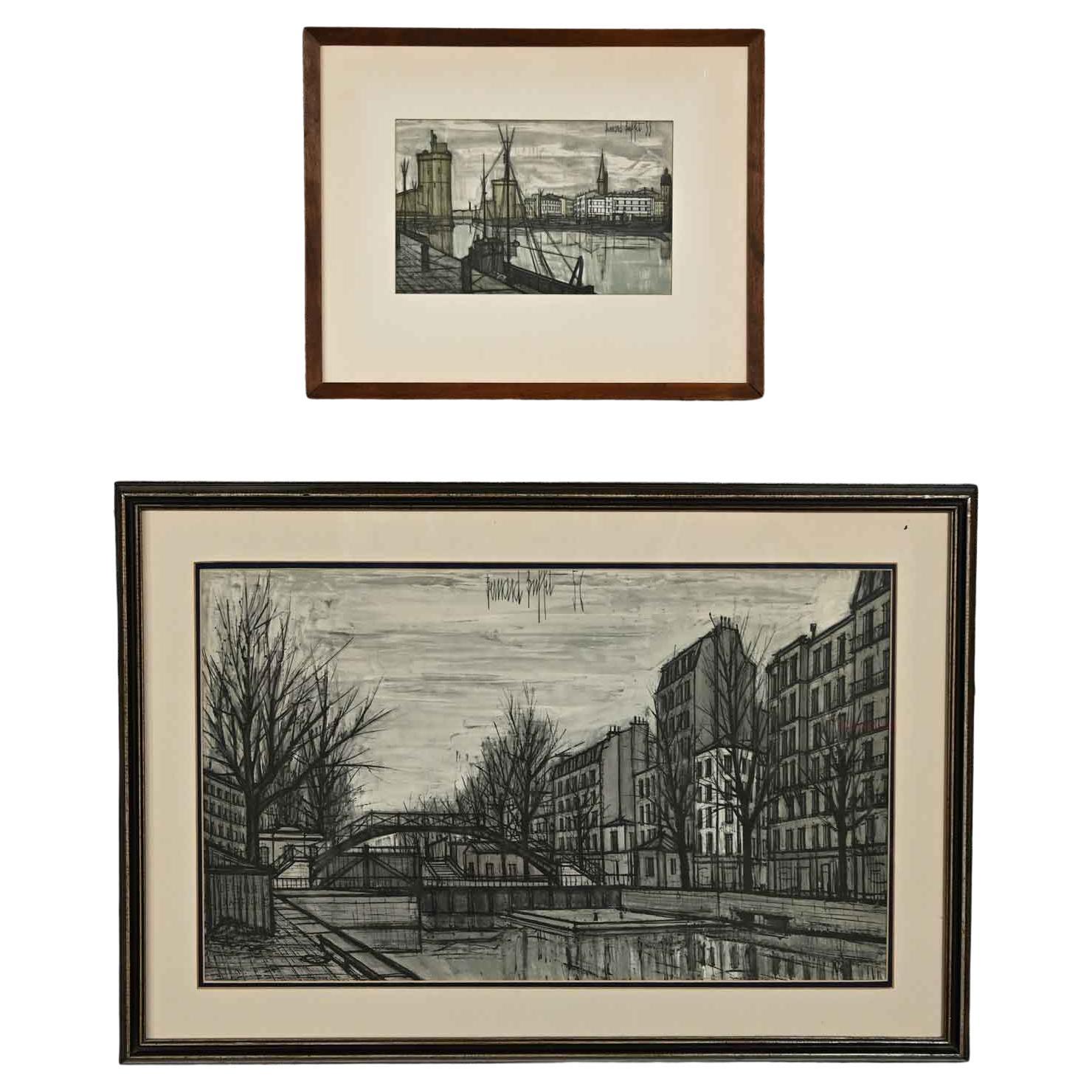 MCM St Martin Canal & France Port De La Rochelle Bernard Buffet Lithograph Print For Sale