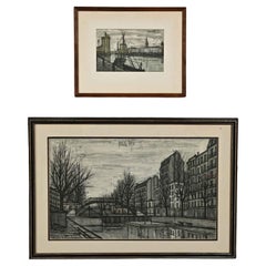 Vintage MCM St Martin Canal & France Port De La Rochelle Bernard Buffet Lithograph Print