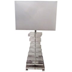 MCM Stacked Lucite Lamp in Karl Springer Style