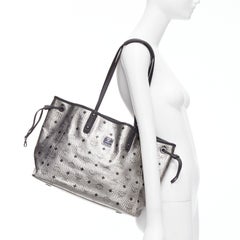 MCM Stardust Reversible Medium Shopper silver Viseto Galaxy print tote bag