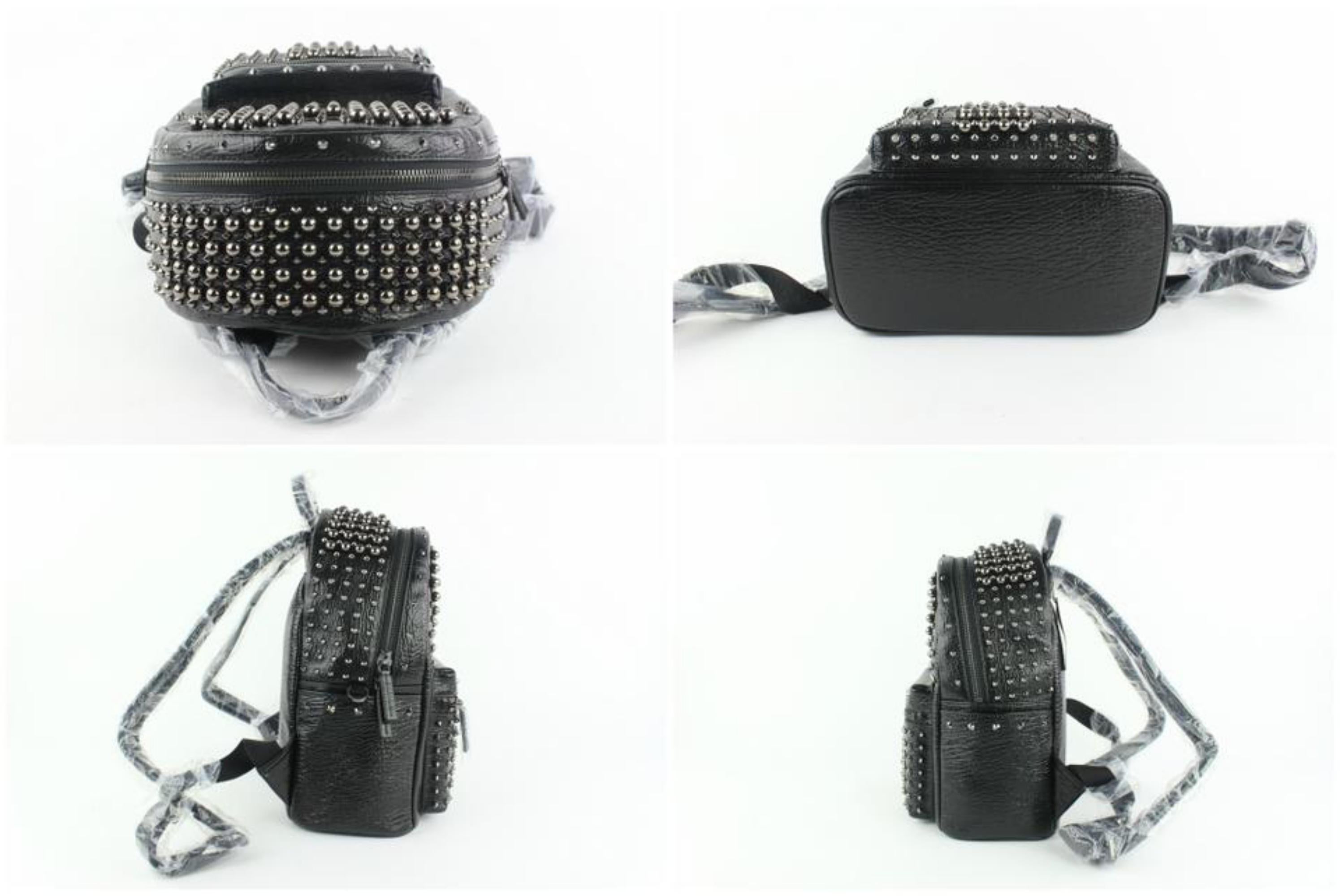 MCM Stark Pearl Stud 2mcz1016 Black Leather Backpack For Sale 2
