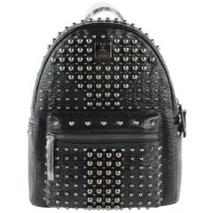 Vintage MCM Stark Pearl Stud 2mcz1016 Black Leather Backpack
